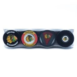 Chicago Blackhawks Inglasco NHL Logo Hockey Puck (4 Pack)