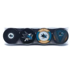 San Jose Sharks Inglasco NHL Logo Hockey Puck (4 Pack)